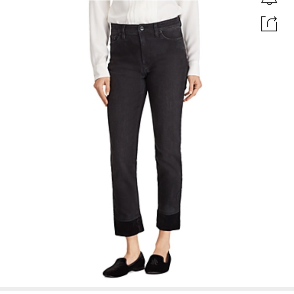 Lauren Ralph Lauren Velvet Cuff Straight Jeans